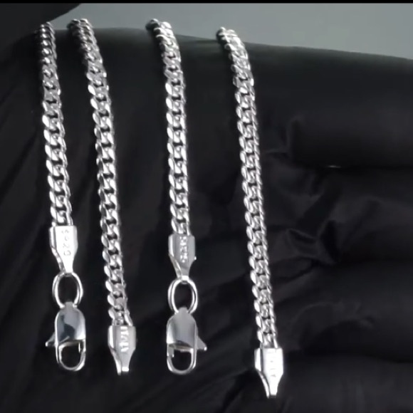 New Sterling Silver Cuban Chain Necklace Diamond Cut Curb Chain Link 925 Stamped - Picture 1 of 15